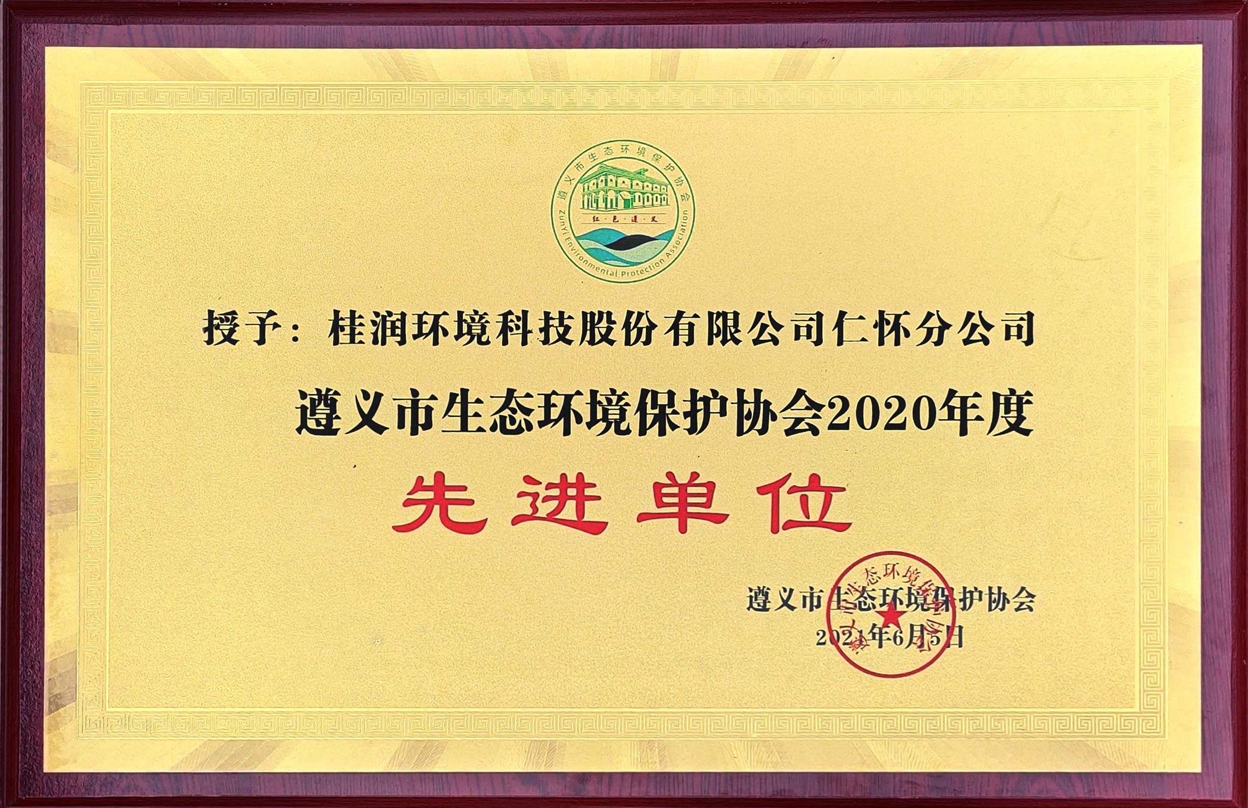 遵义市生态环境保护协会2020年度先进单位.jpg